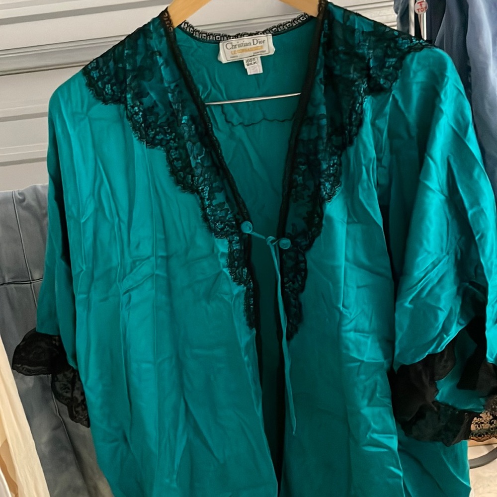Vintage Dior le connaisseur silk bed jacket robe